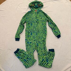 Cat & Jack hooded one piece lizard fleece pajama L 12/14